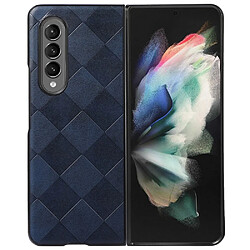 Coque en TPU + PU texture la grille bleu pour votre Samsung Galaxy Z Fold3 5G