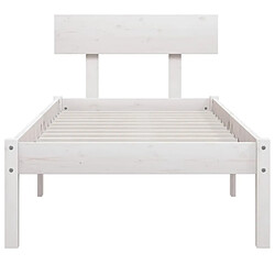 Avis vidaXL Cadre de lit sans matelas blanc bois massif 90x200 cm