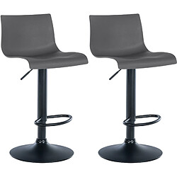 Decoshop26 Lot de 2 tabourets de bar design simple avec repose-pieds en plastique gris pieds en métal noir 10_0004045