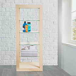 Avis Meuble Colonne de rangement salle de bain 4 étageres transparente 70 x 45 x 180 cm CEDAM Bois chêne