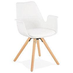 Alterego Chaise avec accoudoirs 'ZALIK' blanche style scandinave