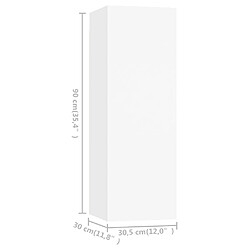 vidaXL Meubles TV 2 pcs Blanc 30,5x30x90 cm Bois d’ingénierie pas cher