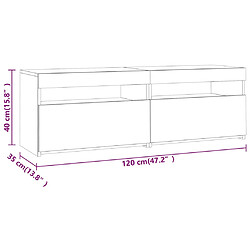 vidaXL Meuble TV avec lumières LED chêne fumé 120x35x40 cm pas cher