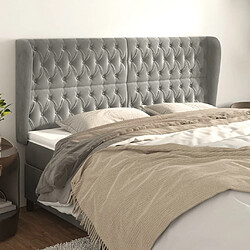 Maison Chic Tête de lit scandinave avec oreilles,meuble de chambre Gris clair 203x23x118/128 cm Velours -MN76913