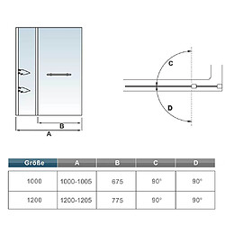 Pare baignoire 100x140cm rectangle pivotante à 240 degré pas cher