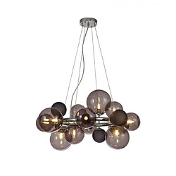 Luminaire Center Suspension 12 ampoules Chrome poli,fumé