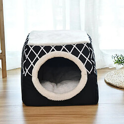 Acheter 2 En 1 Lit Doux Pour Chat Pour Animaux De Compagnie Chenil Chiot Grotte Tapis De Nid Chaud Tapis Noir XL