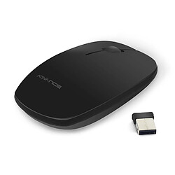 Souris sans fil Advance Shiny noire, ambidextre, 1600 dpi, ultra confort