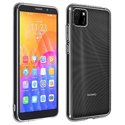 Avizar Coque Huawei Y5p Silicone Souple et Film Verre Trempé 9H noir