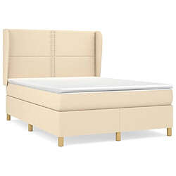 vidaXL Sommier à lattes de lit avec matelas Crème 140x200 cm Tissu