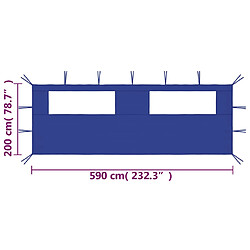 Avis vidaXL Paroi latérale de belvédère avec fenêtres 6x2 m Bleu