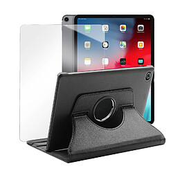 Etui rotatif en simili cuir + verre trempé pour iPad Pro 11" (2018) (A1980/A2013/A1934) - Noir - Visiodirect -