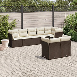 Maison Chic Salon de jardin 8 pcs avec coussins | Ensemble de Table et chaises | Mobilier d'Extérieur marron résine tressée -GKD73005