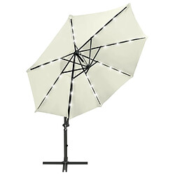 Maison Chic Parasol Jardin | Parasol déporté avec mat et lumières LED Sable 300 cm - GKD49792