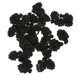 20 paires de boutons de grenouille noire chinoise avec des perles pour cheongsam noir