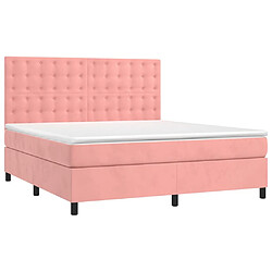 Avis Maison Chic Lit adulte- Lit + matelas,Sommier à lattes de lit avec matelas Rose 180x200 cm Velours -GKD55220