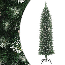 vidaXL Sapin de Noël artificiel mince avec support 210 cm PVC