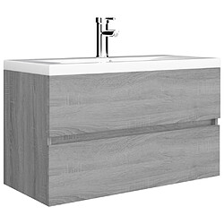 vidaXL Meuble lavabo avec bassin intégré Sonoma gris Bois d'ingénierie