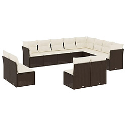 Maison Chic Salon de jardin avec coussins 12 pcs | Ensemble de Table et chaises | Mobilier d'Extérieur marron résine tressée -GKD51478