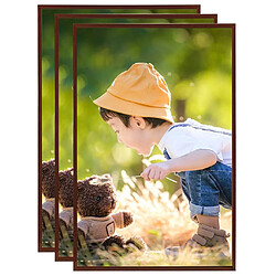 vidaXL Collage de cadres photo 3 pcs de mur table Bronze 21x29,7cm MDF