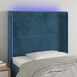 Maison Chic Tête de lit scandinave à LED,meuble de chambre Bleu foncé 103x16x118/128 cm Velours -MN74756