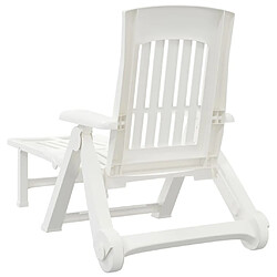 Maison Chic Chaise longue pliable de jardin | Bain de soleil Relax | Transat avec roues blanc PP -GKD37669 pas cher