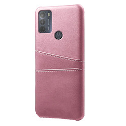 Coque en TPU + PU avec double porte-cartes or rose pour votre Motorola Moto G50