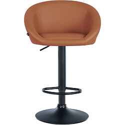 Decoshop26 Tabouret de bar assise pivotante à 360° hauteur réglable en PVC marron clair piètement en métal noir 10_0004767 pas cher