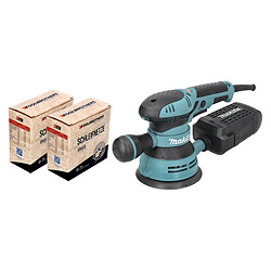 Makita BO 5041 Ponceuse excentrique / ponceuse 300 W 125 mm + 2x Toolbrothers SPIDER Set d'abrasifs en filet