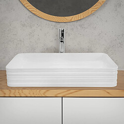 Acheter Vasque avec vidage sans trop-plein 68x38x12 cm blanc en céramique ML-Design