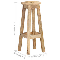 vidaXL Tabourets de bar lot de 2 bois de manguier massif pas cher