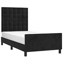 Avis Maison Chic Lit adulte - Cadre Structure de lit avec tête de lit Contemporain Noir 100x200 cm Velours -MN73351