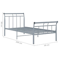 vidaXL Cadre de lit sans matelas gris métal 90x200 cm pas cher