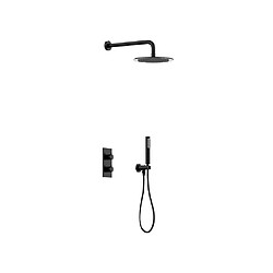 Avis Vente-Unique Ensemble de douche encastrable avec mitigeur thermostatique - Noir mat - TIMAVO