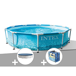 Kit piscine tubulaire Intex Metal Frame Ocean ronde 3,05 x 0,76 m + Bâche de protection + Bâche à bulles