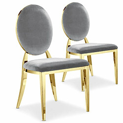 Paris Prix Lot de 2 Chaises Médaillon Velours Tatianna 90cm Argent & Or