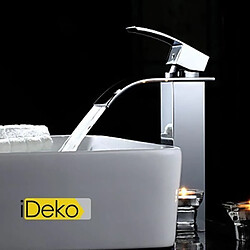 iDeko® Robinet Mitigeur lavabo salle de bain personnalisée évier robinet cascade contemporaine mitigeur finition chromée