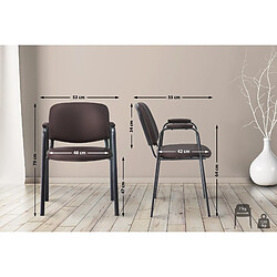 Decoshop26 Chaise visiteur avec accoudoirs intégrés zone d'attente en PVC marron piètement à 4 pieds en métal noir 10_0003379