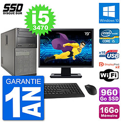 PC Tour Dell 7010 Ecran 19" Intel i5-3470 RAM 16Go SSD 960Go Windows 10 Wifi - Occasion