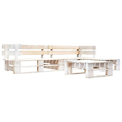 Maison Chic Salon de jardin palette 4 pcs | Ensemble de Table et chaises | Mobilier d'Extérieur Bois Blanc -GKD15414