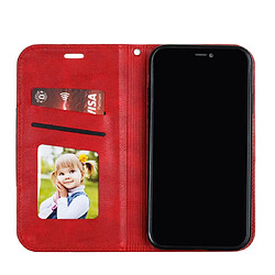 Wewoo Housse Coque Pour iPhone XR Splicing Color Hem magnétique étui à rabat horizontal en cuir avec support et fentes cartes rouge pas cher