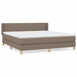 Maison Chic Lit adulte- Lit + matelas,Sommier à lattes de lit avec matelas Taupe 160x200 cm Tissu -GKD17511