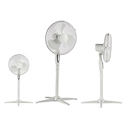 VENTILATEUR SUR PIEDS BLANC - 3 VITESSES - OSCILLATION - HAUTEUR REGLABLE - SILENCIEUX - GRILLE SECURISEE - 45 W+Argon