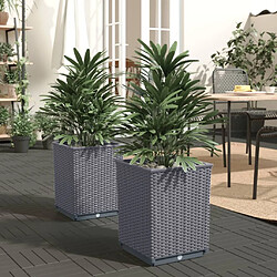 Maison Chic Lot de 2 Jardinières,Bac à fleurs - pot de fleur gris foncé 30x30x37 cm polypropylène -GKD20663