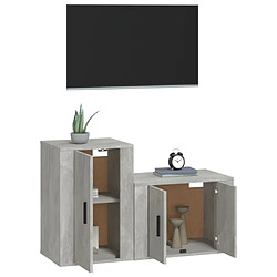 Avis Maison Chic Ensemble de meubles TV 2 pcs pour salon - gris béton bois d'ingénierie -MN97921