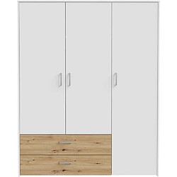 Avis Cstore Armoire de chambre - Blanc mat / Chene artisan - 3 portes et 2 tiroirs - 152,8 x 52,7 x 190,8 cm