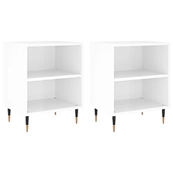 Maison Chic Tables de chevet 2pcs - Table basse Table de nuit - blanc brillant 40x30x50cm bois ingénierie -MN49257