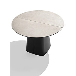 Inside 75 Table extensible 6 couverts HEY GIO 160 cm base métal noir plateau céramique blanc