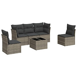 Maison Chic Salon de jardin 6 pcs avec coussins | Ensemble de Table et chaises | Mobilier d'Extérieur gris résine tressée -GKD39196