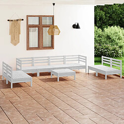 vidaXL Salon de jardin 9 pcs Blanc Bois de pin massif